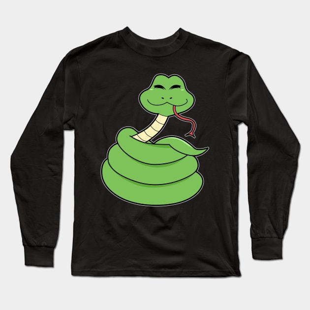 Cute Snake Long Sleeve T-Shirt by Imutobi